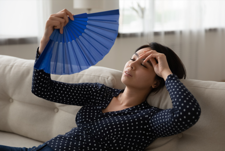 woman with fan