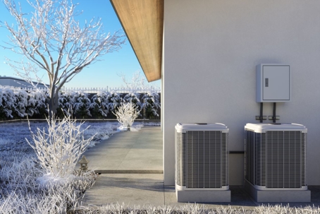 HVAC Units In Snowy Garden