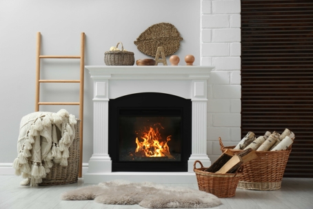 fireplace in modern home setting